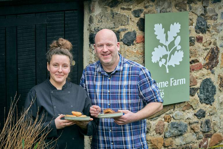 Charlotte and Ben Buckland. New co-owners of Home Farm Café in Parke, Bovey Tracey, Devon