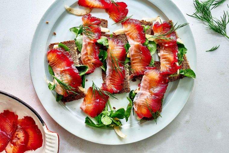 Beetroot & gin-cured salmon
